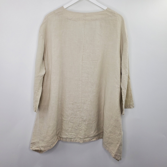 Bryn Walker Linen Tunic Top Button Down Neutral Lagenlook Oversized Minimal - Picture 6 of 9